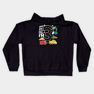 Kids 3 Year Old Transportation Birthday Boy 3Rd Truck Car Kids Hoodie